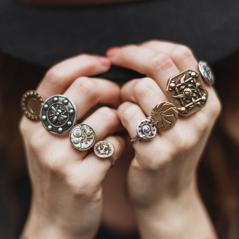 Vintage button store rings