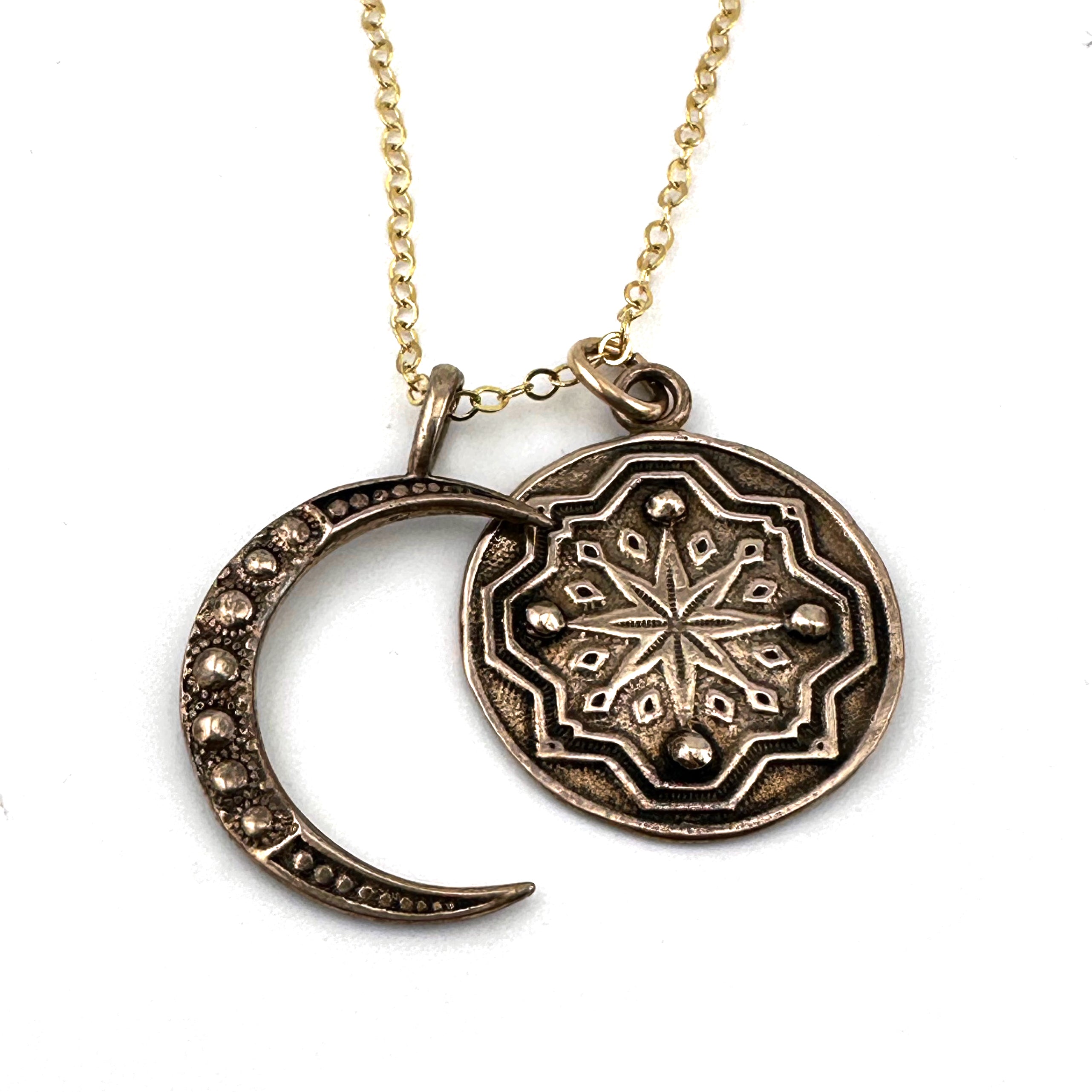 COMPASS MOON Necklace Set - Bronze – Compass Rose Design