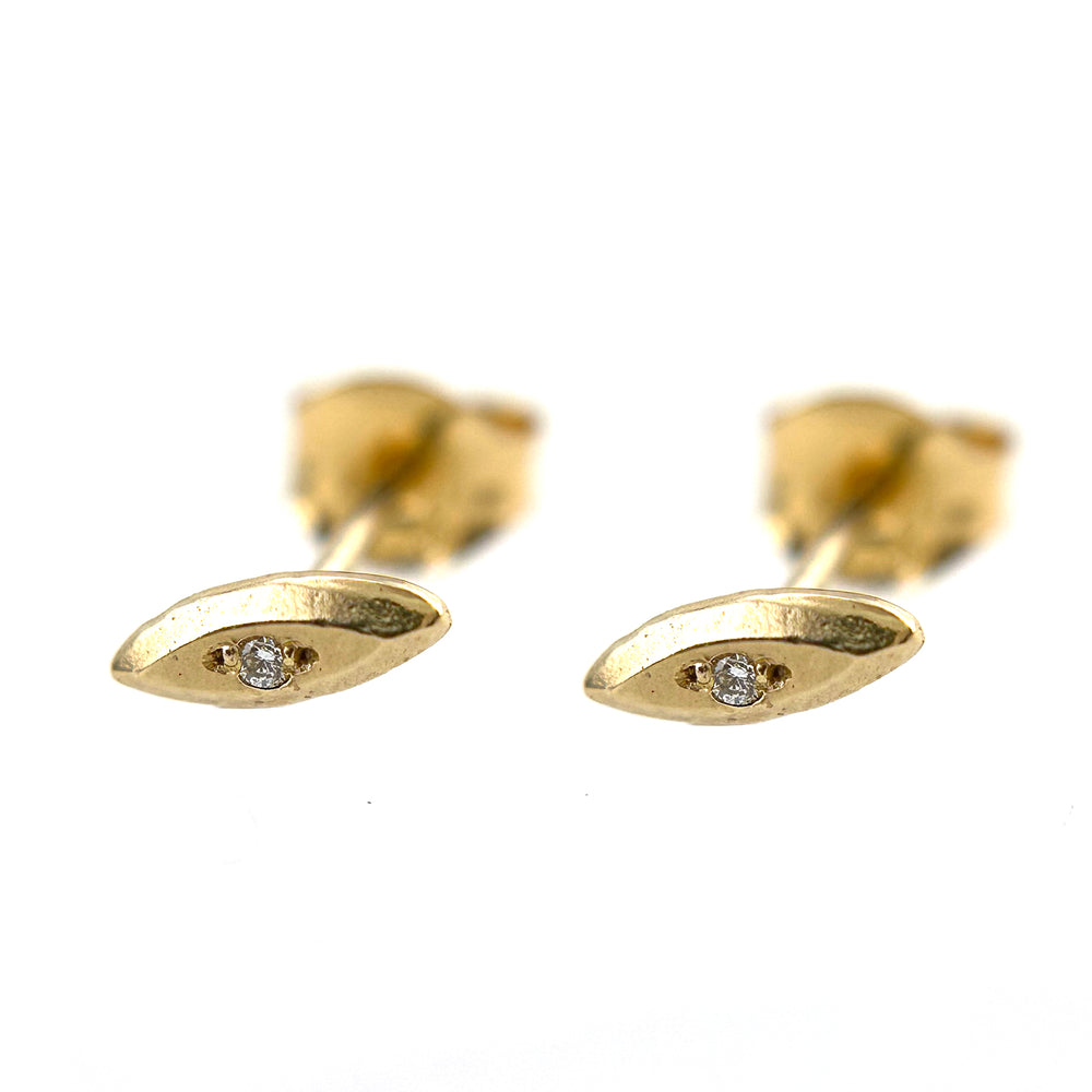 ELLIPSE Rivet Stud Earring - Gold White Diamond