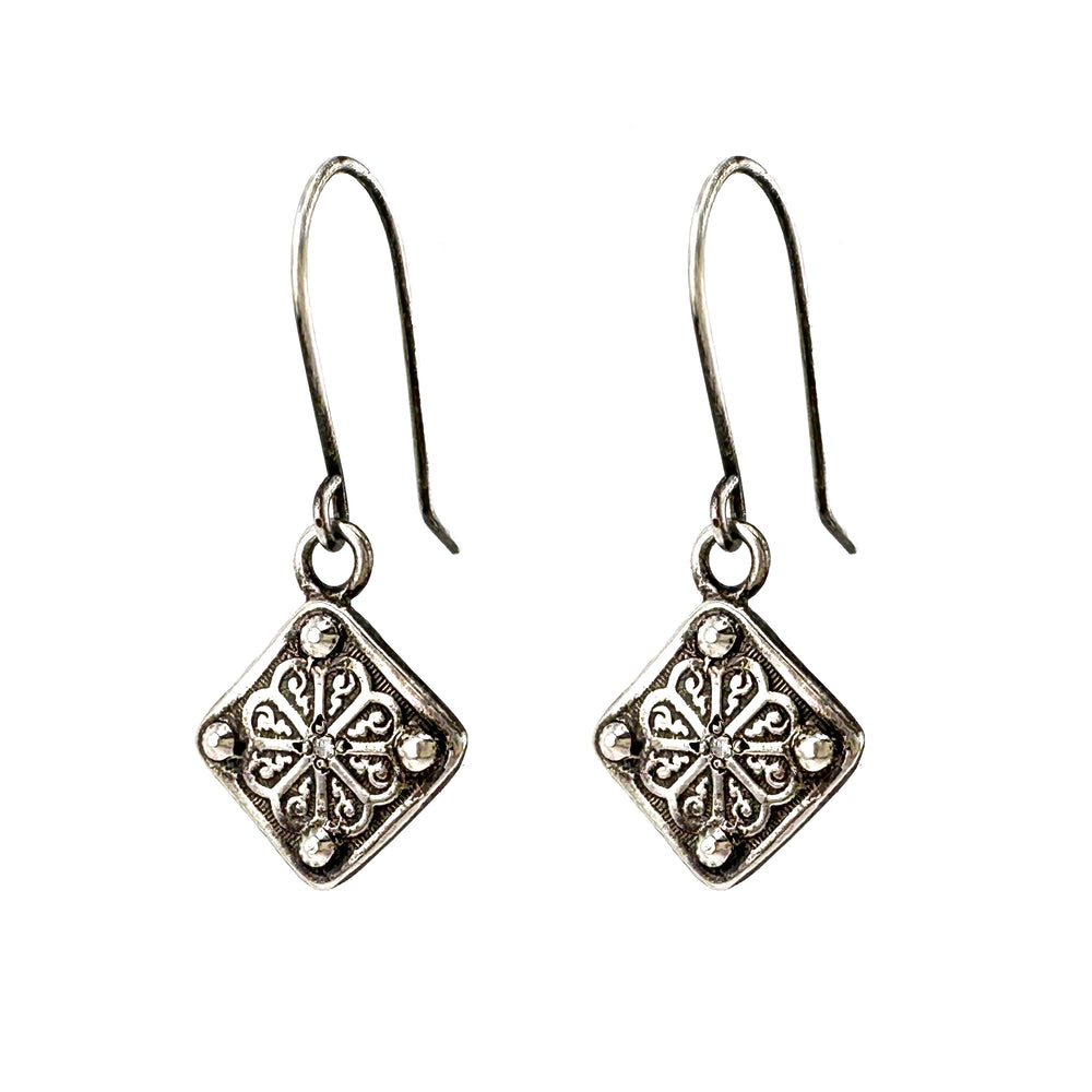 GRAVITY Earrings - Silver White Diamond